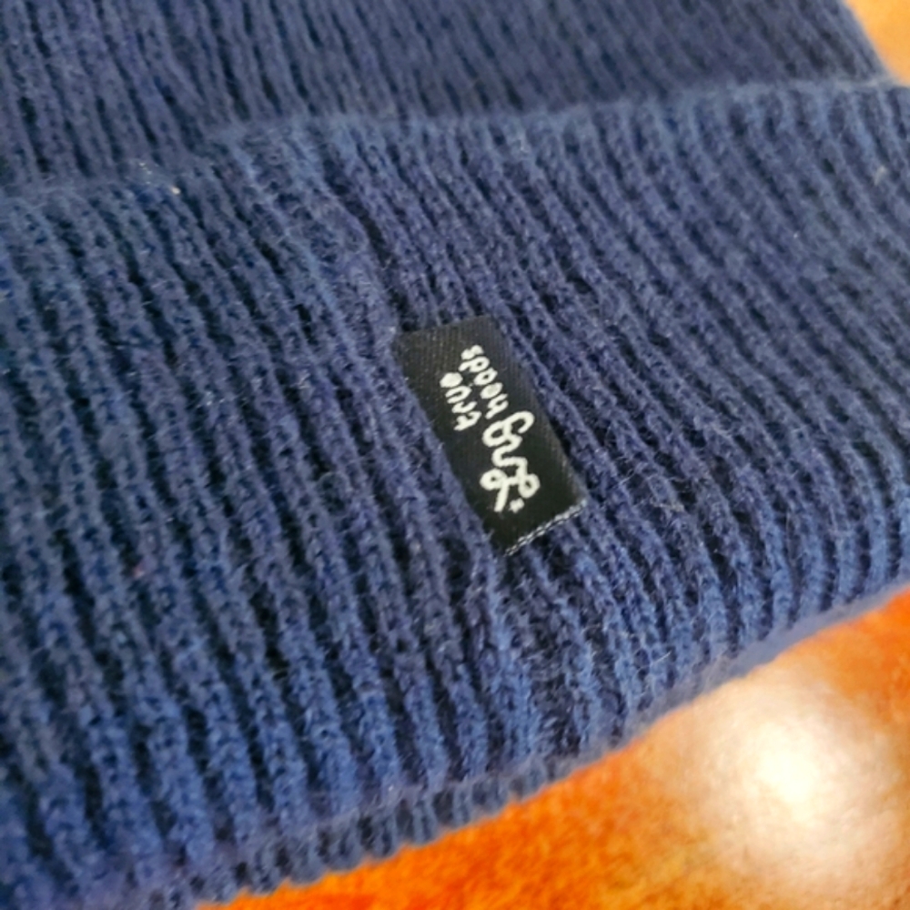 Navy Blue Knit Beanie with White Giraffe Logo - Picture 3 of 3